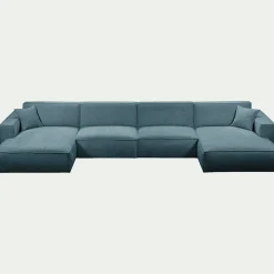 Canapé En Tissu|Canapé 6 Places Et Plus*alinea Canapé d'angle panoramique fixe en tissu tramé - Bleu