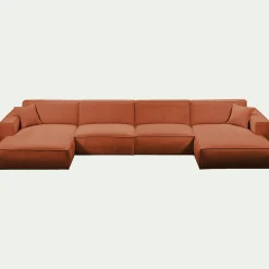 Canapé En Tissu|Canapé 6 Places Et Plus*alinea Canapé d'angle panoramique fixe en tissu tramé - brun rustrel Marron