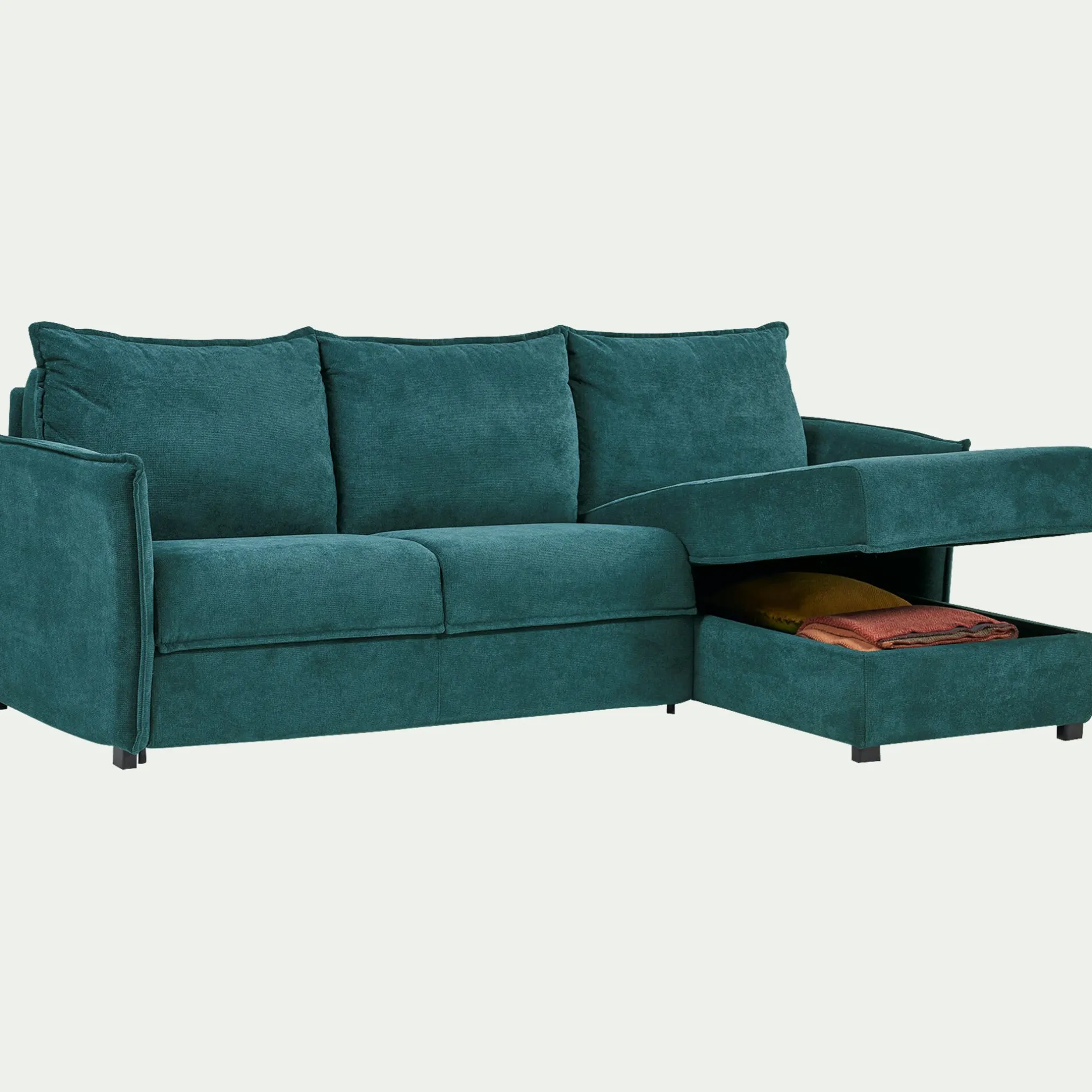 Canapé 3 Places|Canapé Convertible*alinea Canapé d'angle réversible convertible en tissu avec matelas densité 35kg/m3 - Bleu