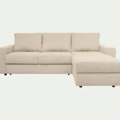 Canapé En Velours|Canapé 3 Places*alinea Canapé d'angle réversible convertible en velours côtelé - ventoux Blanc