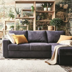 Canapé En Tissu|Canapé 4 Places*alinea Canapé d'angle réversible convertible en tissu tramé - calabrun Bleu