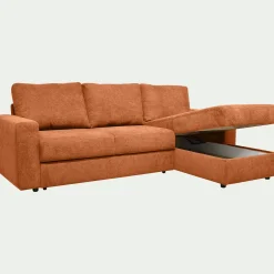 Canapé 4 Places|Canapé Convertible*alinea Canapé d'angle réversible convertible en tissu tramé - brun rustrel Marron