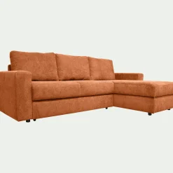 Canapé 4 Places|Canapé Convertible*alinea Canapé d'angle réversible convertible en tissu tramé - brun rustrel Marron