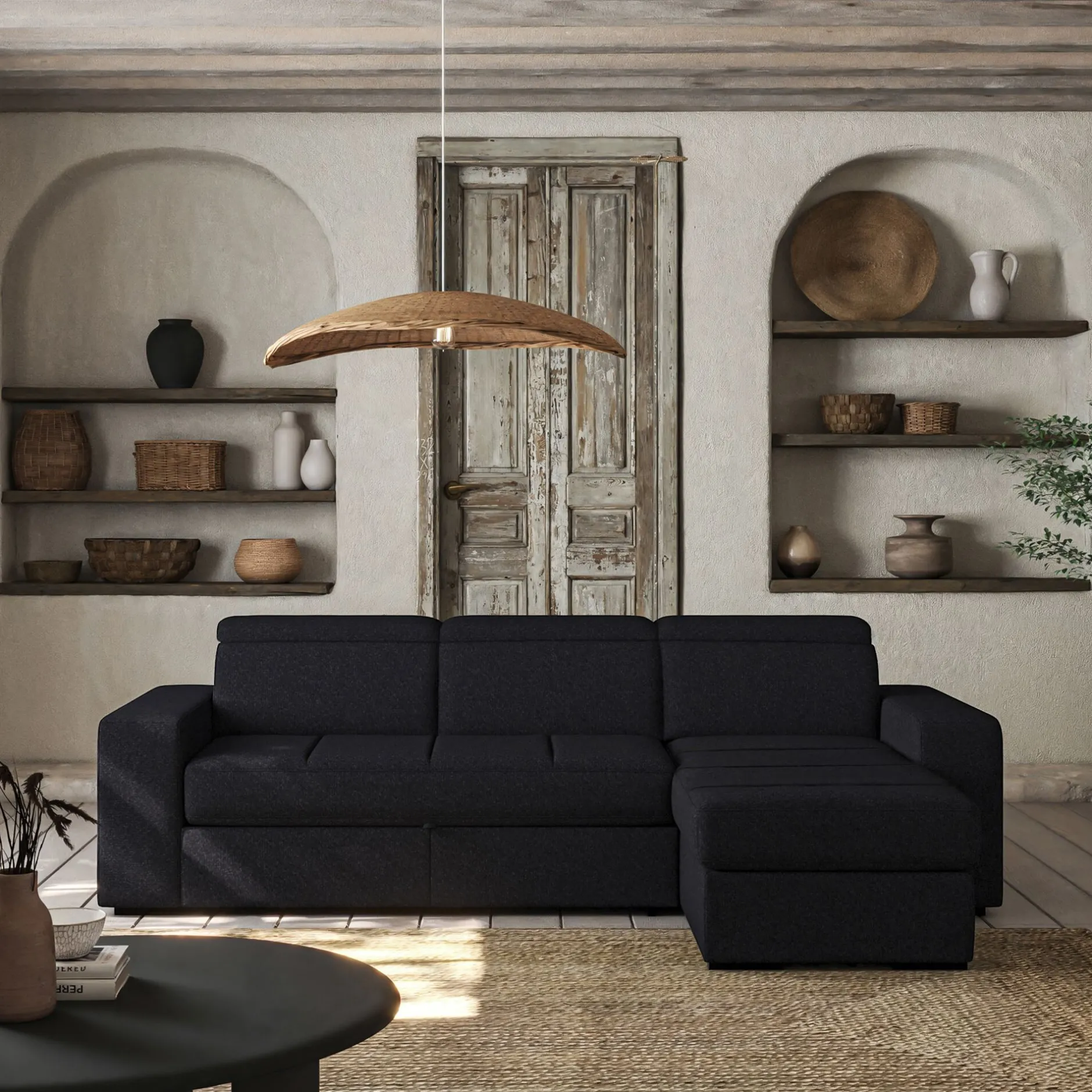 Canapé En Tissu|Canapé 4 Places*alinea Canapé d'angle réversible convertible en tissu - ardoise Gris