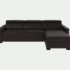 Canapé En Cuir|Canapé 4 Places*alinea Canapé d'angle réversible convertible Bultex en cuir avec accoudoirs 15cm - Marron