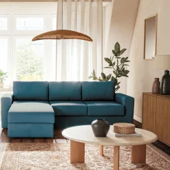 Canapé En Tissu|Canapé 4 Places*alinea Canapé d'angle réversible convertible en tissu tramé - figuerolles Bleu