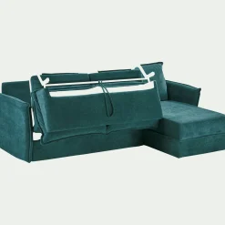Canapé 3 Places|Canapé Convertible*alinea Canapé d'angle réversible convertible en tissu avec matelas densité 25kg/m3 - gris restanque Bleu