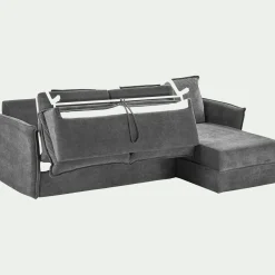 Canapé 3 Places|Canapé Convertible*alinea Canapé d'angle réversible convertible en tissu avec matelas densité 35kg/m3 - Gris