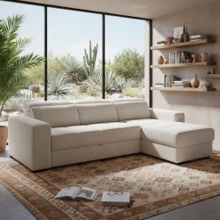 Canapé En Velours|Canapé 4 Places*alinea Canapé d'angle réversible convertible en tissu castello - roucas Beige