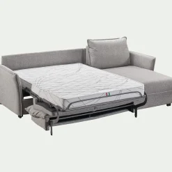 Canapé 3 Places|Canapé Convertible*alinea Canapé d'angle réversible convertible en tissu Stella avec matelas densité 25kg/m3 - moyen Gris