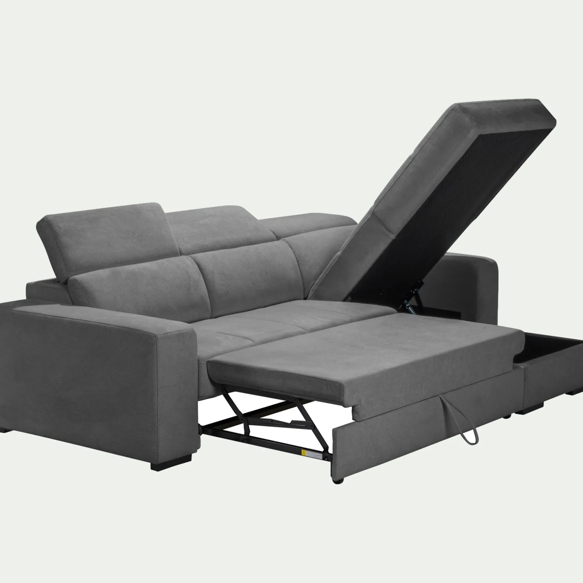 Canapé En Tissu|Canapé 4 Places*alinea Canapé d'angle réversible convertible en tissu - moyen Gris