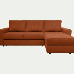 Canapé En Velours|Canapé En Tissu*alinea Canapé d'angle réversible convertible en velours côtelé - brun rustrel Marron