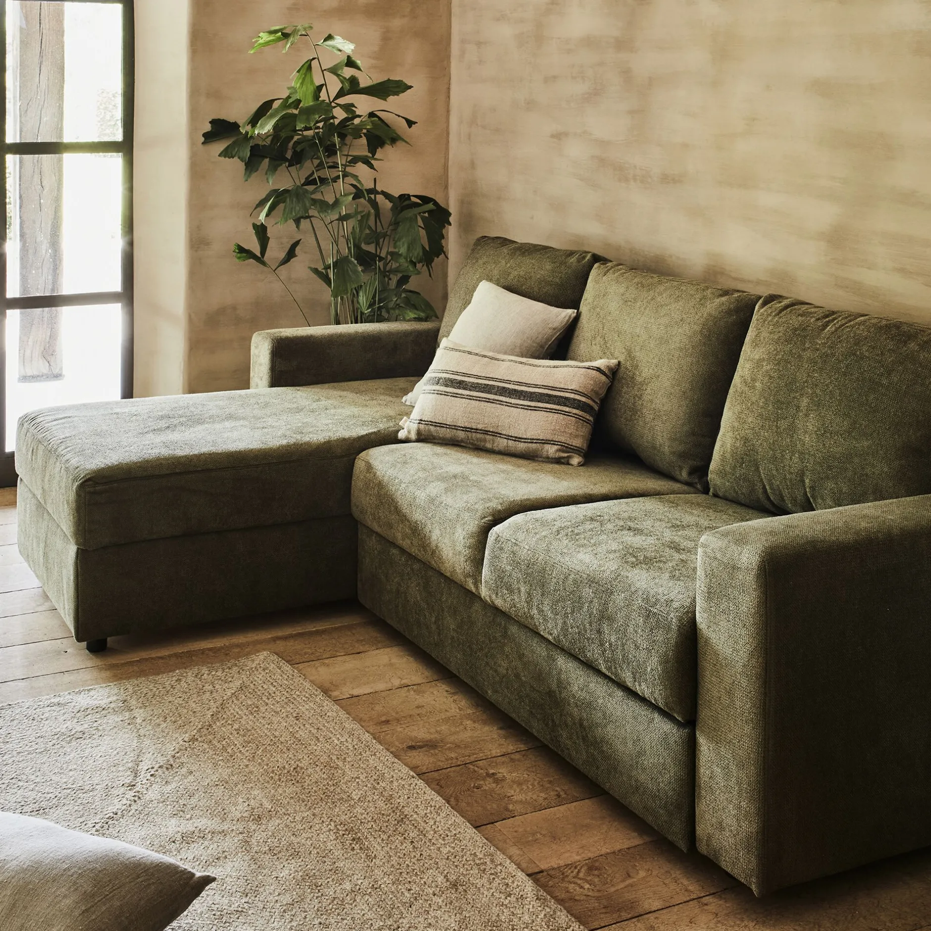 Canapé En Tissu|Canapé 4 Places*alinea Canapé d'angle réversible conible en tissu tramé - cèdre Vert