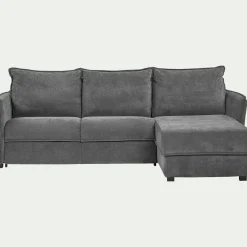 Canapé 3 Places|Canapé Convertible*alinea Canapé d'angle réversible convertible en tissu avec matelas densité 25kg/m3 - restanque Gris