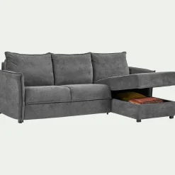 Canapé 3 Places|Canapé Convertible*alinea Canapé d'angle réversible convertible en tissu avec matelas densité 25kg/m3 - restanque Gris