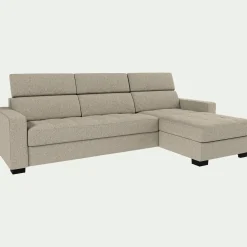 Canapé 4 Places|Canapé Convertible*alinea Canapé d'angle réversible convertible matelas Bultex en tissus pop avec accoudoirs 20cm - Beige