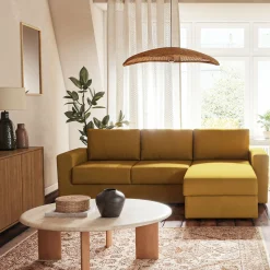 Canapé En Tissu|Canapé 4 Places*alinea Canapé d'angle réversible convertible en tissu tramé - argan Jaune