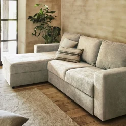 Canapé En Tissu|Canapé 4 Places*alinea Canapé d'angle réversible convertible en tissu tramé - roucas Beige