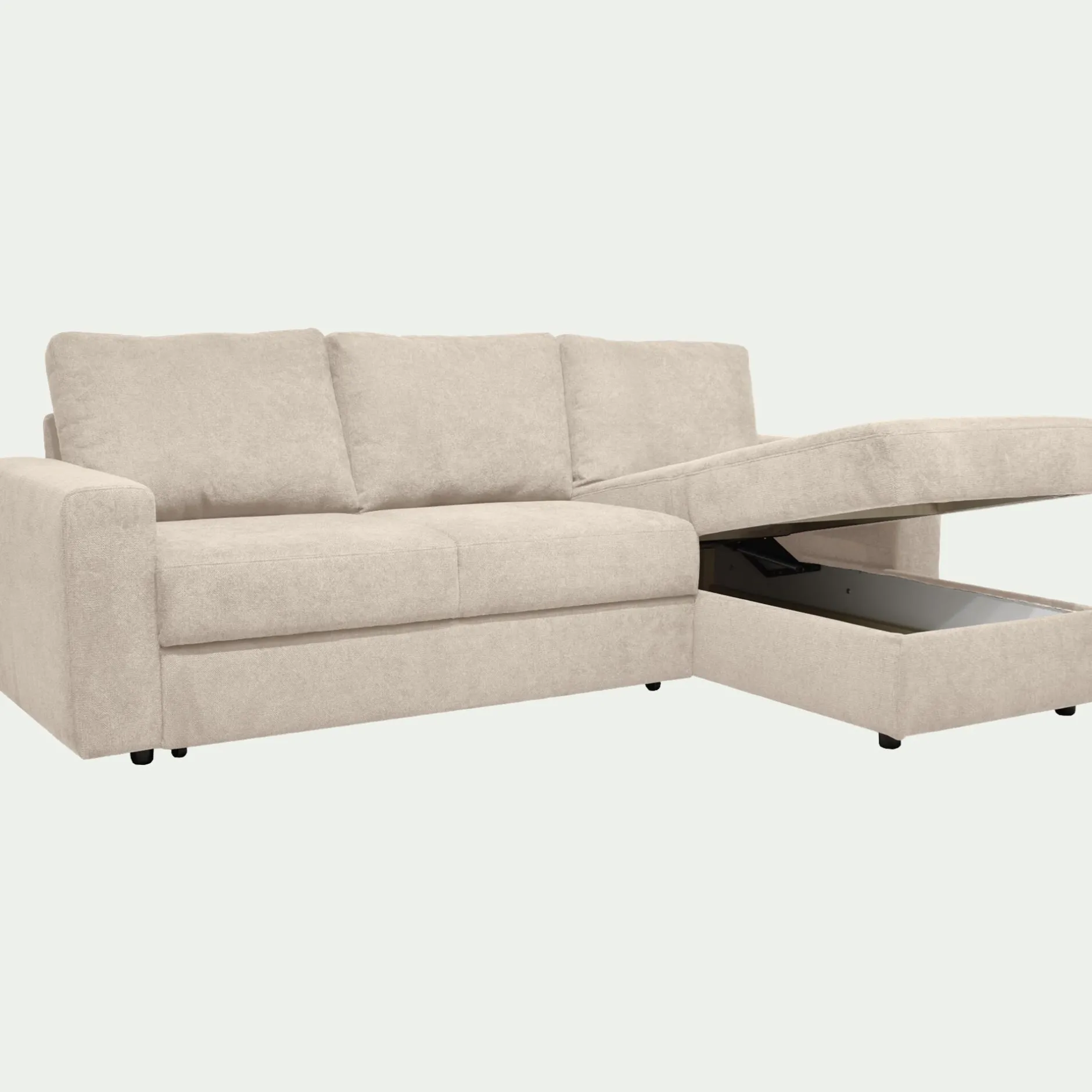 Canapé En Tissu|Canapé 4 Places*alinea Canapé d'angle réversible convertible en tissu tramé - roucas Beige