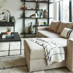 Canapé En Tissu|Canapé 4 Places*alinea Canapé d'angle réversible convertible en tissu tramé - roucas Beige