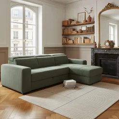 Canapé En Velours|Canapé 4 Places*alinea Canapé d'angle réversible conible en tissu castello - cèdre Vert