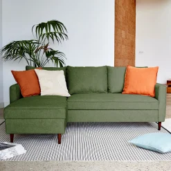 Canapé En Tissu|Canapé 3 Places*alinea Canapé d'angle réversible fixe en tissu Loft - cèdre Vert