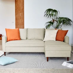 Canapé En Tissu|Canapé 3 Places*alinea Canapé d'angle réversible fixe en tissu Loft - roucas Beige
