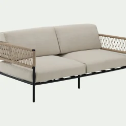 Canapé Extérieur*alinea Canapé de jardin en acier et corde - (2 places) Beige