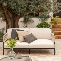 Canapé Extérieur*alinea Canapé de jardin en acier et corde - (2 places) Beige