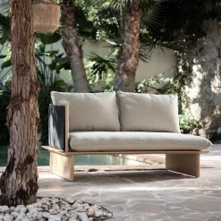 Canapé Extérieur|Salon De Jardin Bois*alinea Canapé de jardin en aluminium effet teck et corde - gris (2 places)