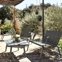 Fauteuil De Jardin|Salon De Jardin Bas*alinea Canapé de jardin en aluminium - cèdre (2 places) Vert