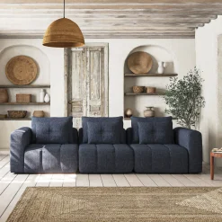 Canapé En Tissu|Canapé 3 Places*alinea Canapé droit modulable en tissu Benjo - marine Bleu