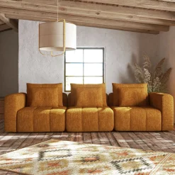 Canapé 3 Places|Canapé Modulable*alinea Canapé droit modulable en tissu Benjo - argan Jaune