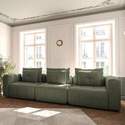 Canapé En Tissu|Canapé 3 Places*alinea Canapé droit modulable en tissu Benjo - cèdre Vert