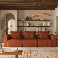 Canapé En Tissu|Canapé 3 Places*alinea Canapé droit modulable en tissu Benjo - brun rustrel Marron