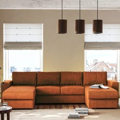 Canapé En Tissu|Canapé 4 Places*alinea Canapé en U convertible en tissu tramé - brun rustrel Marron