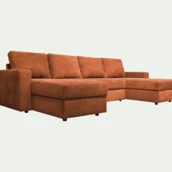 Canapé En Tissu|Canapé 4 Places*alinea Canapé en U convertible en tissu tramé - brun rustrel Marron