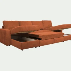 Canapé En Tissu|Canapé 4 Places*alinea Canapé en U convertible en tissu tramé - brun rustrel Marron