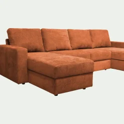 Canapé En Tissu|Canapé 4 Places*alinea Canapé en U convertible en tissu tramé - brun rustrel Marron