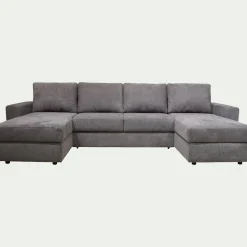 Canapé En Tissu|Canapé 5 Places*alinea Canapé en U convertible en tissu tramé - restanque Gris