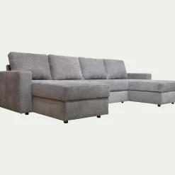 Canapé En Tissu|Canapé 5 Places*alinea Canapé en U convertible en tissu tramé - restanque Gris