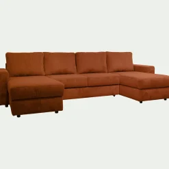 Canapé En Tissu|Canapé 4 Places*alinea Canapé en U convertible en velours côtelé - brun rustrel Marron