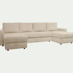 Canapé 4 Places|Canapé Convertible*alinea Canapé en U convertible en velours côtelé - ventoux Blanc