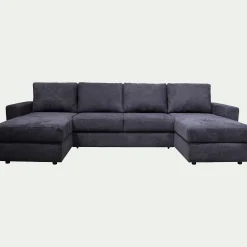 Canapé En Tissu|Canapé 4 Places*alinea Canapé en U convertible en tissu tramé - calabrun Bleu