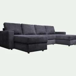 Canapé En Tissu|Canapé 4 Places*alinea Canapé en U convertible en tissu tramé - calabrun Bleu