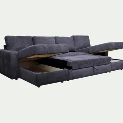 Canapé En Tissu|Canapé 4 Places*alinea Canapé en U convertible en tissu tramé - calabrun Bleu