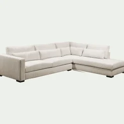 Canapé En Velours|Canapé Fixe*alinea Canapé grand angle droit fixe avec méridienne en velours côtelé Azores - Beige