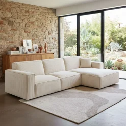 Canapé En Velours|Canapé 4 Places*alinea Canapé grand angle droit fixe en velours côtelé azores - Beige