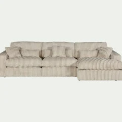 Canapé En Velours|Canapé En Tissu*alinea Canapé grand angle droit fixe en velours côtelé bita - ventoux Blanc