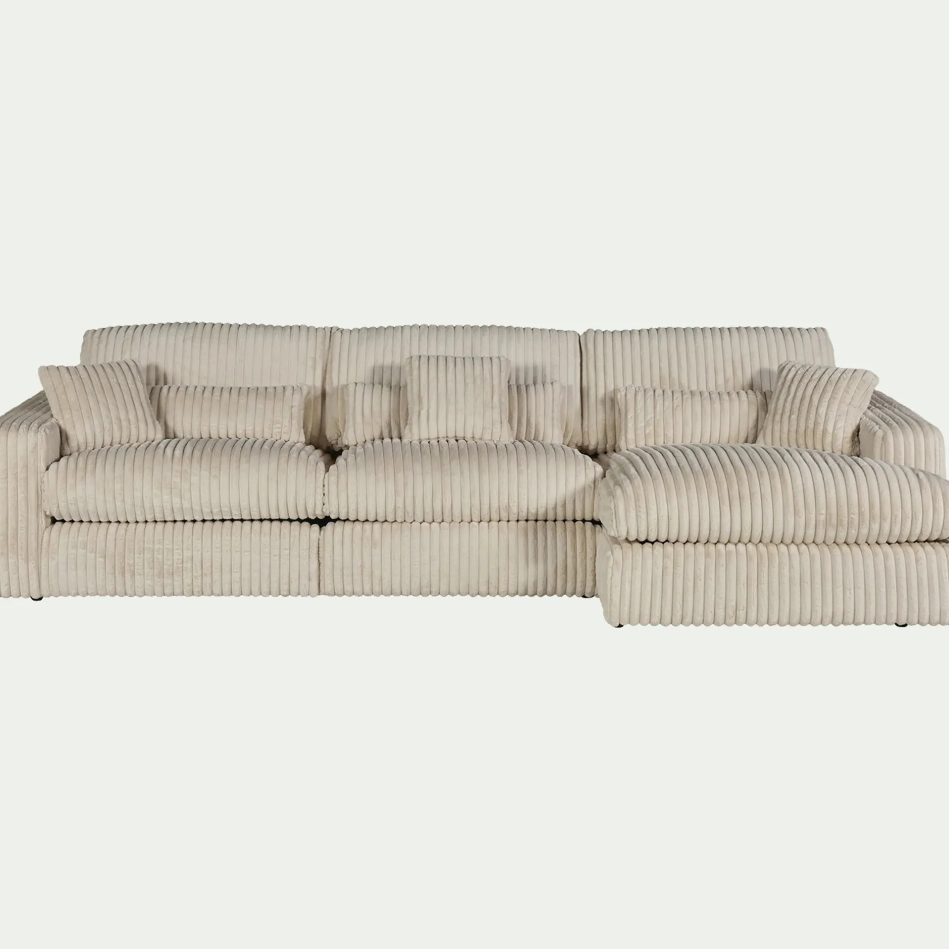 Canapé En Velours|Canapé En Tissu*alinea Canapé grand angle droit fixe en velours côtelé bita - ventoux Blanc